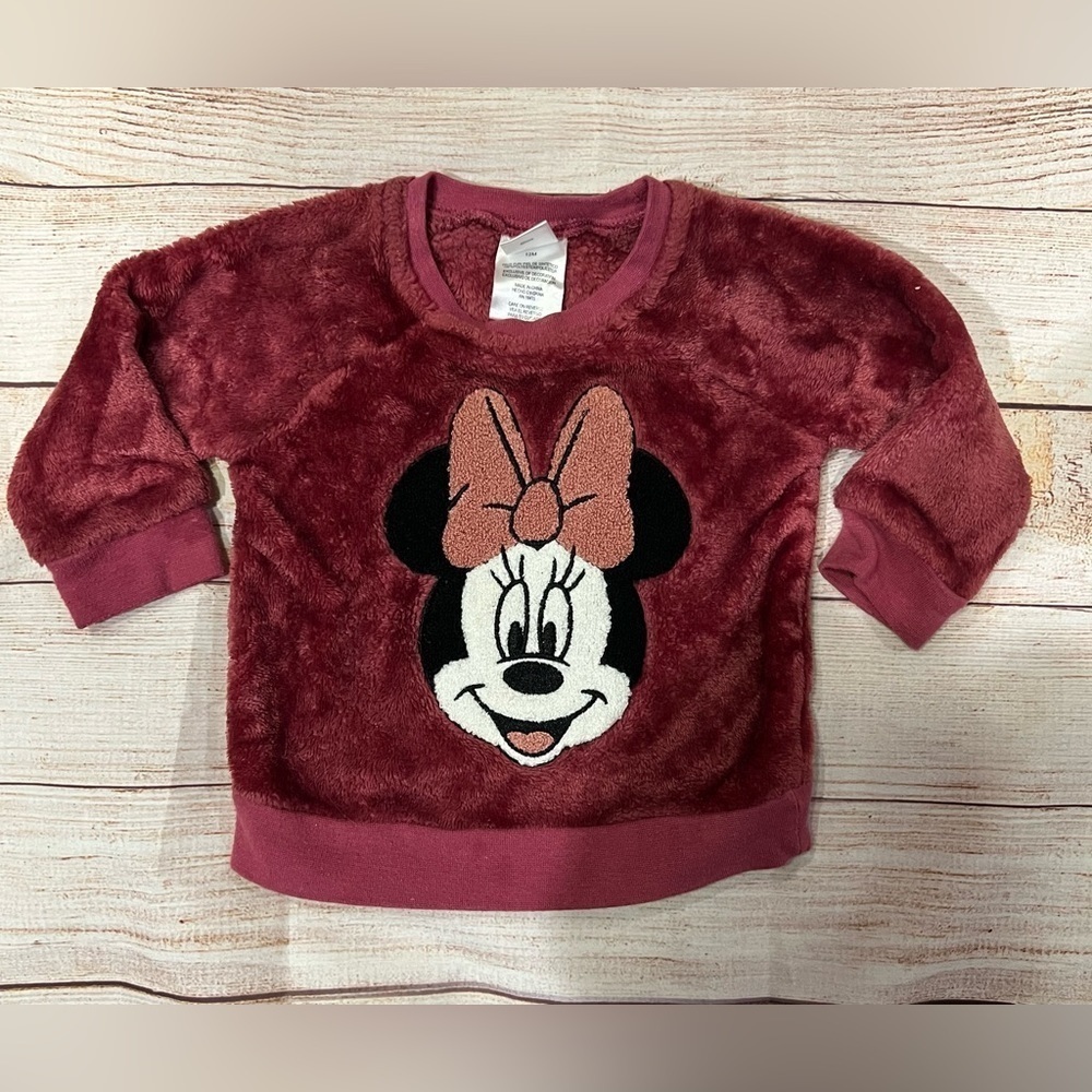 Disney Baby girl 12 month Minnie Mouse Sweatshirt soft plush pink
